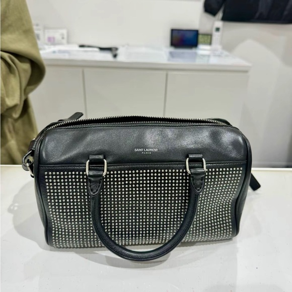 Saint Laurent Black and Silver Studded Satchel - Picture 1 of 16
